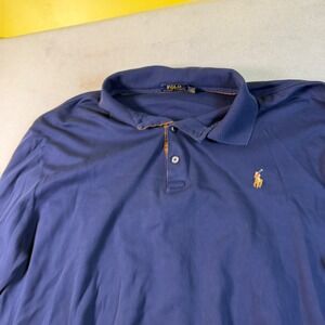 Polo Ralph Lauren Mens Long Sleeve Polo Shirt Navy Blue Multi Pony‎ XLT Tall
